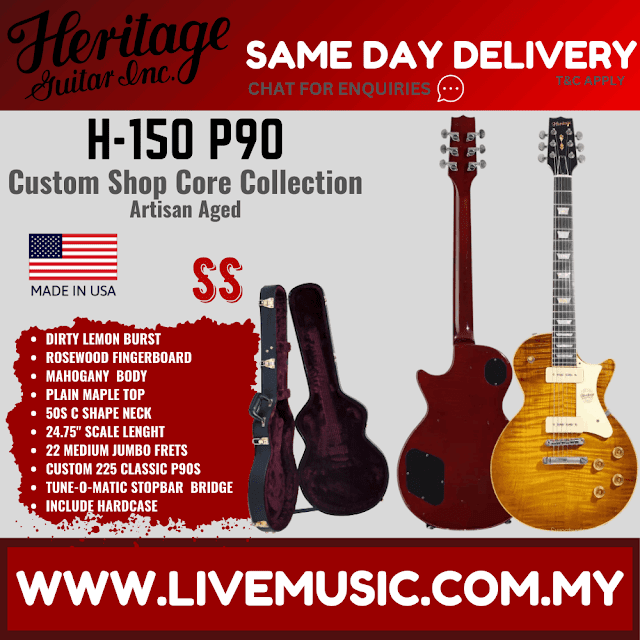 Heritage Custom Shop Core Collection H-150 P90 Electric Guitar with Case, Dirty Lemon Burst, Artisan Aged ( H150 H 150 )