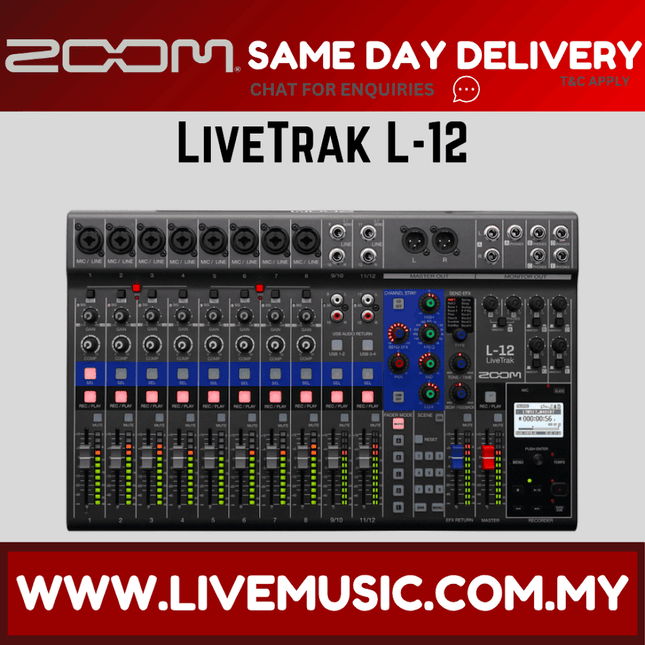 Zoom LiveTrak L-12 - LiveTrak Digital Mixer MULTITRACK RECORDER (L12/L 12)