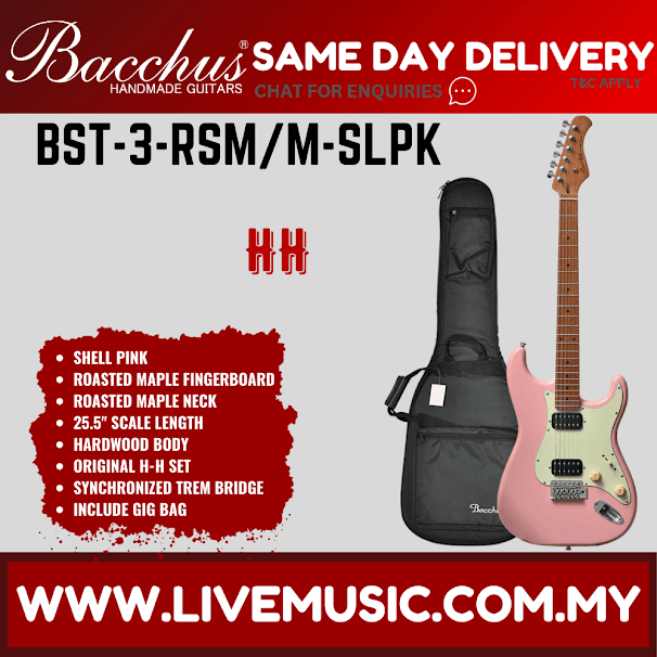 BACCHUS BST-3-RSM/M-SLPK  UNIVERSE SERIES ROASTED MAPLE ELECTRIC GUITAR - SHELL PINK ( BST3 / BST3RSMM / BST 3 RSM M )