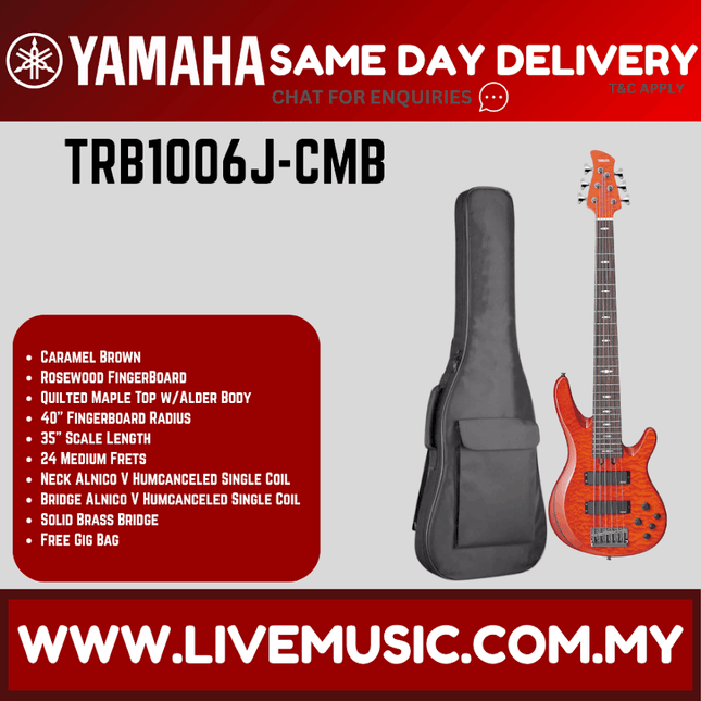 Yamaha Electric Bass Guitar TRB1006J - Caramel Brown ( TRB 1006J / TRB-1006J )
