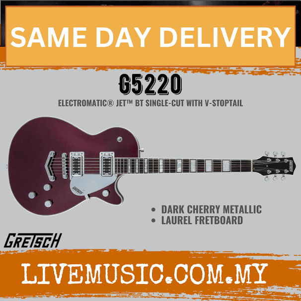 Gretsch G5220 Electromatic Jet BT Single Cut Electric Guitar, Dark Cherry Metallic