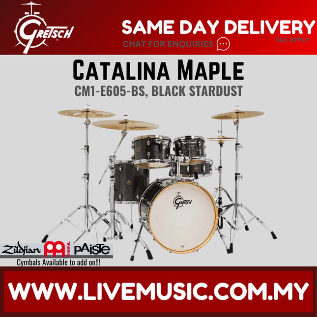 Black stardust 5-piece maple drum shell kit with cymbals and hardware