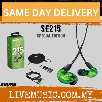 Shure SE215 Sound Isolating Earphones with 3.5mm Comm Cable - Green ( SE-215 / SE 215 )