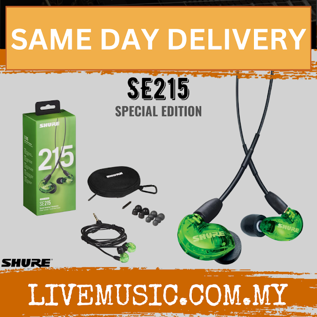 Shure SE215 Sound Isolating Earphones with 3.5mm Comm Cable - Green ( SE-215 / SE 215 )