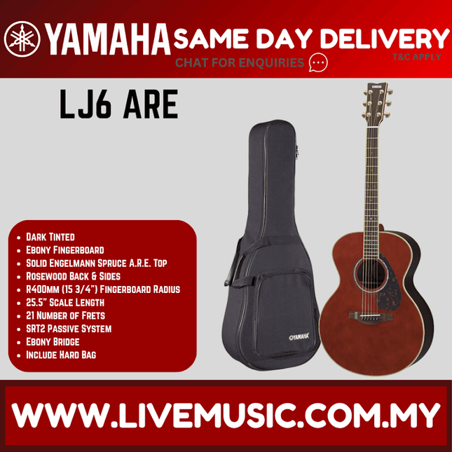 Yamaha LJ6 ARE Acoustic-Electric Guitar with Hard Bag - Dark Tint ( LJ6-ARE )