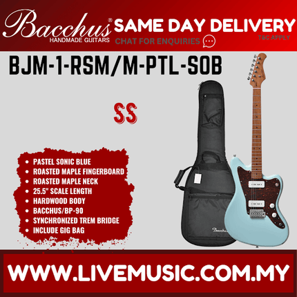 BACCHUS BJM-1-RSM/M UNIVERSE SERIES ROASTED MAPLE ELECTRIC GUITAR - PASTEL SONIC BLUE ( BJM1 / BJM1RSMM / BJM1 RSM M )