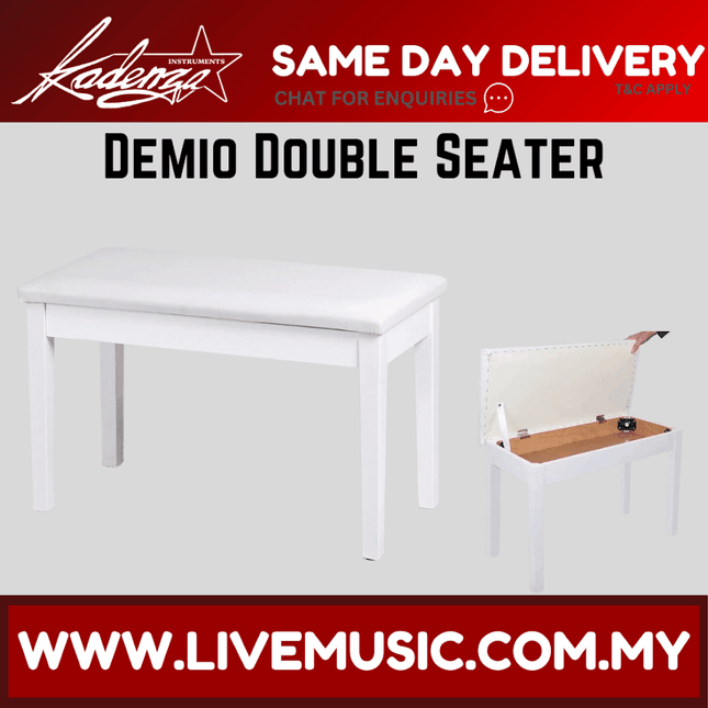 Kadenza Demio High Quality Double Seater Piano Bench, Keyboard Bench, x bench, Stool Chair - White (LMC)