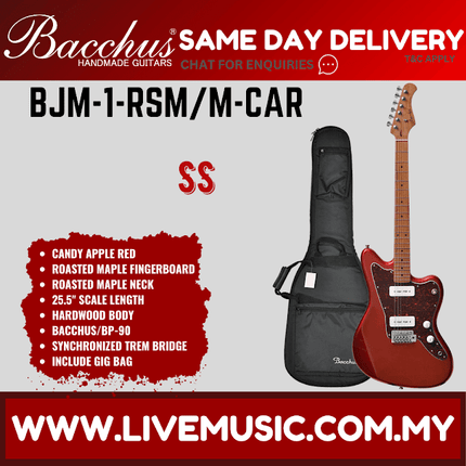 BACCHUS BJM-1-RSM/M UNIVERSE SERIES ROASTED MAPLE ELECTRIC GUITAR - CANDY APPLE RED ( BJM1 / BJM1RSMM / BJM1 RSM M )