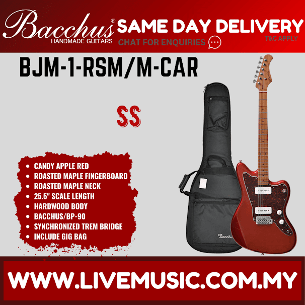 BACCHUS BJM-1-RSM/M UNIVERSE SERIES ROASTED MAPLE ELECTRIC GUITAR - CANDY APPLE RED ( BJM1 / BJM1RSMM / BJM1 RSM M )