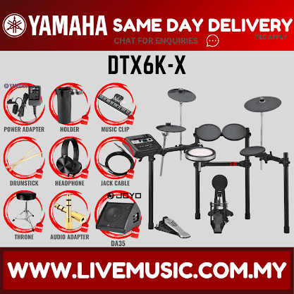 Yamaha DTX6K-X 5-Piece Electronic Drum Set with Drumsticks, Throne ( DTX6K X / DTX 6K X / DTX6KX )