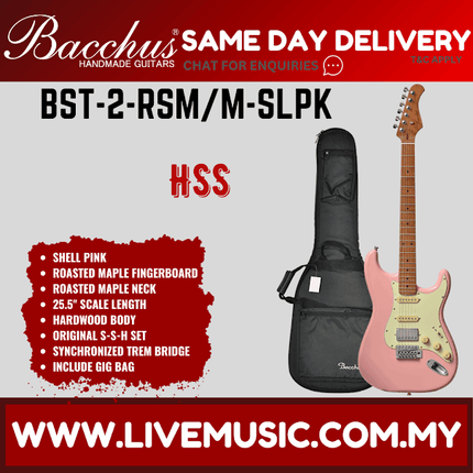 Bacchus BST-2-RSM/M Electric Guitar, Roasted Maple Fretboard - Shell Pink (BST2RSM/BST-2-RSM)