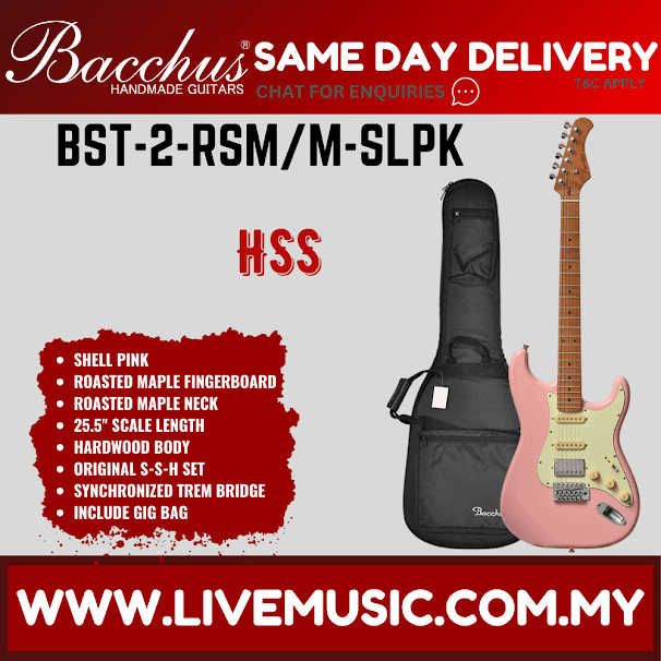Bacchus BST-2-RSM/M Electric Guitar, Roasted Maple Fretboard - Shell Pink (BST2RSM/BST-2-RSM)