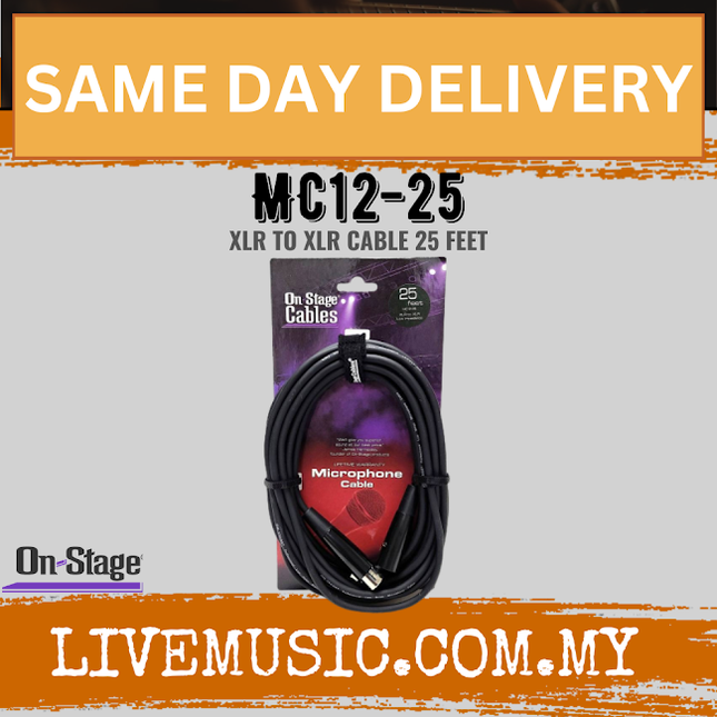 On Stage MC12-25XLR Microphone Cable, 25 Ft ( MC1225XLR / MC12 25XLR )