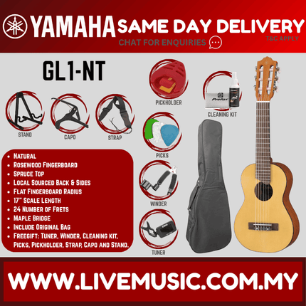 Yamaha GL1 Nylon Guitalele with Gig Bag - Natural (GL-1/GL 1)