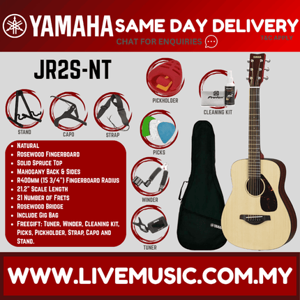 Yamaha JR2S 3/4 Size Solid Top Acoustic Beginner Guitar for 8-12 years old-JR2S - Natural ( JR-2S / JR 2S )