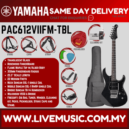 Yamaha PAC612VIIFM Pacifica Electric Guitar -Translucent Black ( PAC 612VIIFM / PAC-612VIIFM )