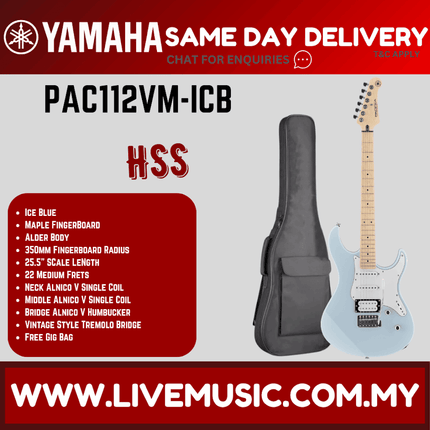 Yamaha PAC112VM Pacifica Electric Guitar -Ice Blue ( PAC 112VM / PAC-112VM )