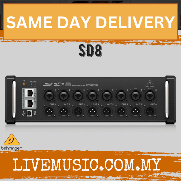 Behringer SD8 8-channel stage box with front-panel audio I/O ports