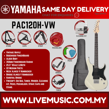 Yamaha PAC120H Pacifica Electric Guitar - Vintage White ( PAC 120H / PAC-120H )