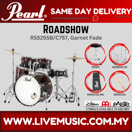 Pearl Roadshow RS525SB/C Drum Set with Hardware, Drum Throne, Drumsticks Without Cymbal Set ( NO CYMBAL )