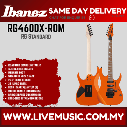 Ibanez RG460DX-ROM Electric Guitar, Roadster Orange Metallic ( RG460DXROM / RG460DXROM  )