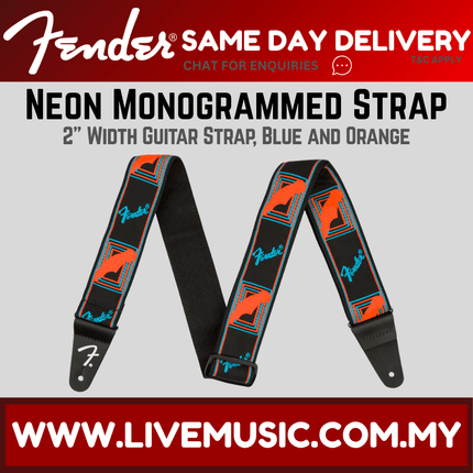 Fender Neon Monogram Guitar Strap, Blue/Orange ( Neon-Monogram / NeonMonogram )