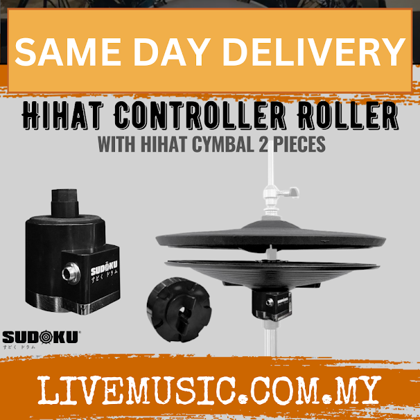 Sudoku Hihat Controller Roller with 2 Pieces Hihat Cymbal - Black/Chrome