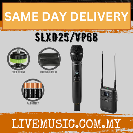 Shure SLXD25/VP68 Portable Wireless System With VP68 Handheld Transmitter ( SLXD SLXD25 VP68 / SLXD25VP68 )