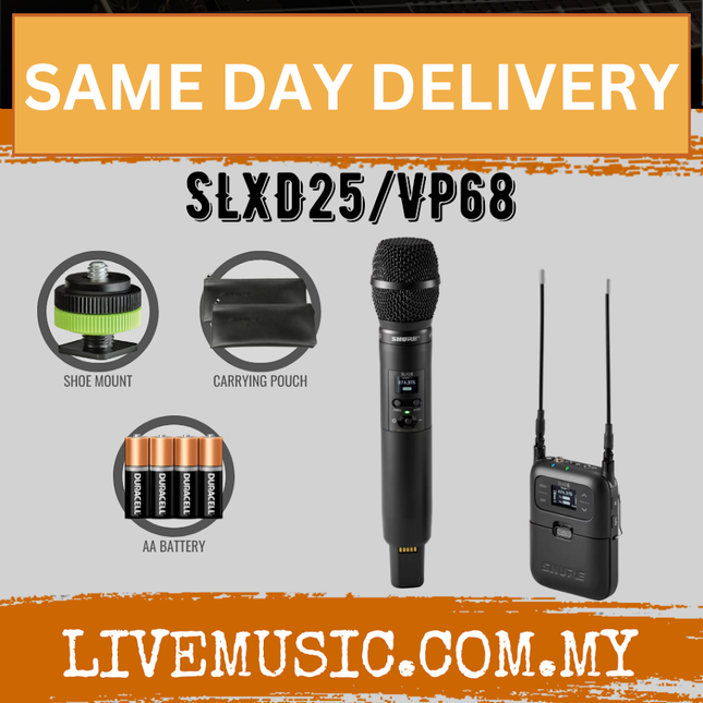 Shure SLXD25/VP68 Portable Wireless System With VP68 Handheld Transmitter ( SLXD SLXD25 VP68 / SLXD25VP68 )
