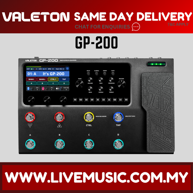 Valeton GP-200 Multi-Effects Processor With LPC-M Multi-Effect Pedal Case - Black ( GP200 / GP 200 )