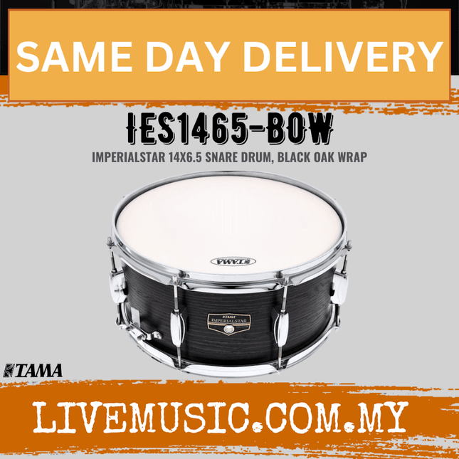 Tama IES1465-BOW Imperialstar 14"x6.5" Inch Snare Drum, Black Oak Wrap ( IES1465 BOW / IES1465BOW )