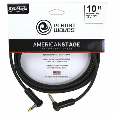 D'Addario PW-AMSGRR-10 Planet Waves American Stage Instrument Cable, Dual Right Angle, 10 ft. (PWAMSGRR10)