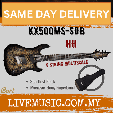 Cort KX500MS 6-Strings Electric Guitar Macassar Ebony Fretboard with Gig Bag - Star Dust Black (KX-500MS/KX 500MS)