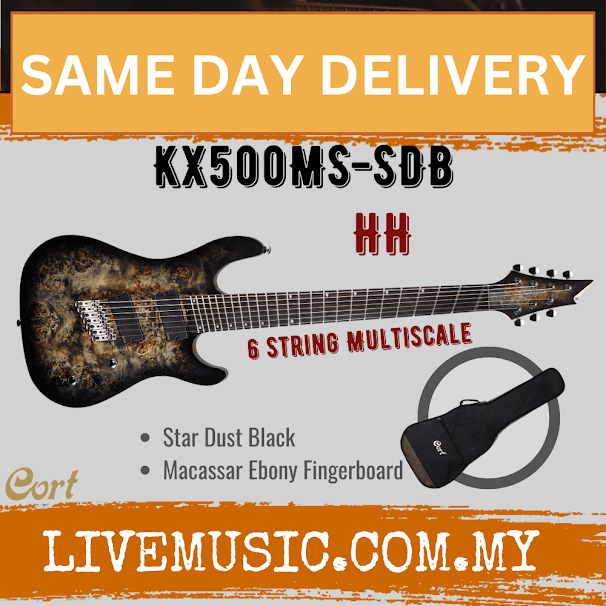 Cort KX500MS 6-Strings Electric Guitar Macassar Ebony Fretboard with Gig Bag - Star Dust Black (KX-500MS/KX 500MS)