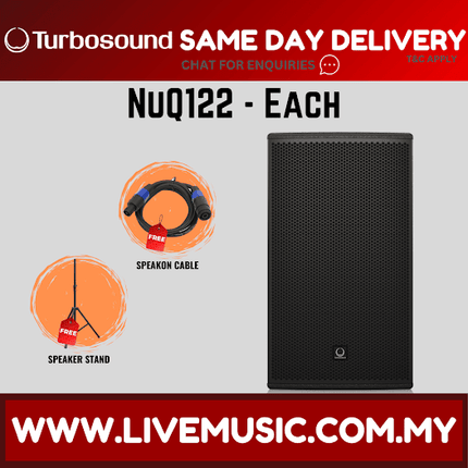 Turbosound NuQ122 400W 2-Way 12" Full Range Loudspeaker w/Speaker Stand And Cable - Each/Pair (NuQ 122 NuQ-122)