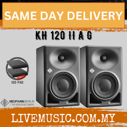 Neumann KH 120 II DSP 4" Powered Studio Speaker w/Monitor Stand And Isolation Pad (Grey) - Pair ( KH120II DSP )