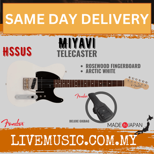 Fender Japan Miyavi Telecaster Electric Guitar, Rosewood Fretboard with FREE Gig Bag - Arctic White