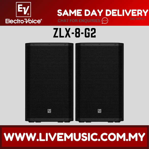 EV Electro-Voice ZLX-8 G2 1000W 8" Passive Speaker With Speaker Stand - Pair (ZLX8 ZLX 8)