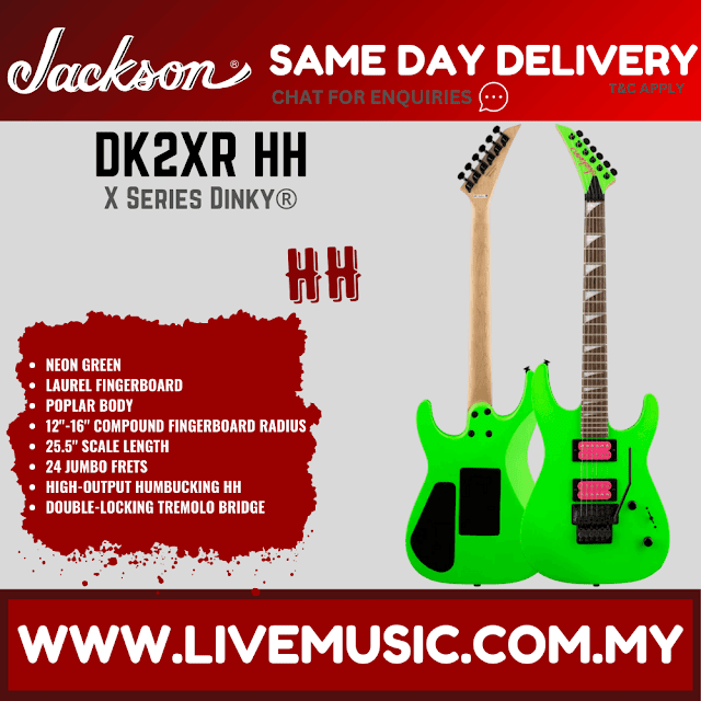 Jackson FSR X Series Dinky DK2XR HH Electric Guitar, Laurel FB, Matte Army Drab / Neon Green / Neon Pink / Satin Silver
