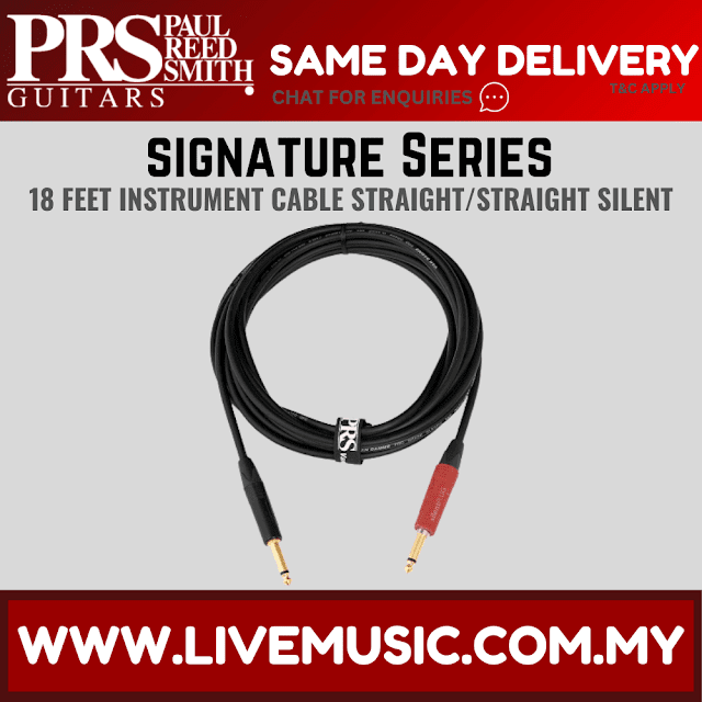 PRS Signature Instrument Cable, Straight/Straight Silent - 18ft