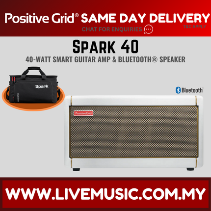 Positive Grid Spark 40 Watt Smart Guitar Amp & Bluetooth Speaker - Black / White ( Spark-40 Spark40 )