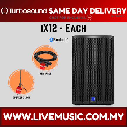 Turbosound iX12 2-Way 12" Powered Loudspeaker  w/Wireless Mic, Speaker Stand And Cable - Pair ( iX-12 / iX 12 )