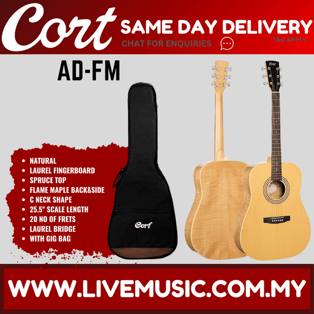 Cort AD-FM Acoustic Guitar w/ Gig Bag - Natural ( ADFM / AD FM )