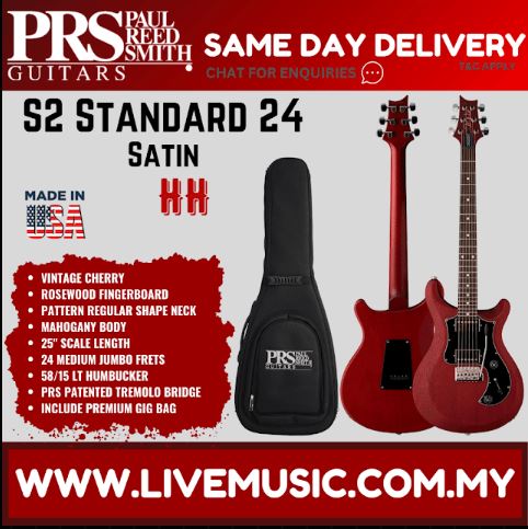 PRS S2 Standard 24 Electric Guitar w/Bag - Vintage Cherry