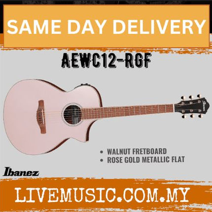 Ibanez AEWC12 AEWC Series Acoustic Electric Guitar - Rose Gold Metallic Flat (  AEWC12-RGF /AEWC12-PMF)