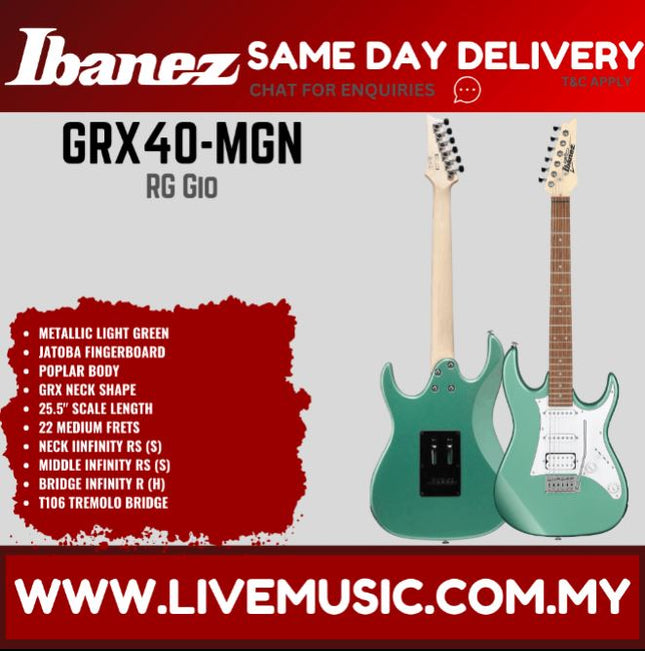 Ibanez Gio GRX40 GIO Series Solid Body Electric Guitar - (GRX-40 GRX 40)-Metallic Light Green