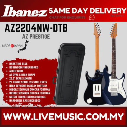 IBANEZ AZ2204NW PRESTIGE ELECTRIC GUITAR, DARK TIDE BLUE ( AZ2204 DTB )