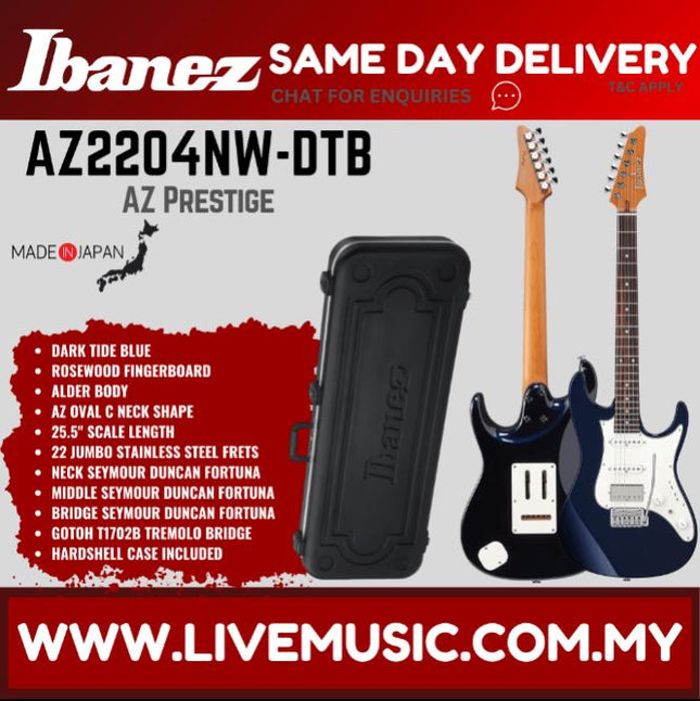 IBANEZ AZ2204NW PRESTIGE ELECTRIC GUITAR, DARK TIDE BLUE ( AZ2204 DTB )