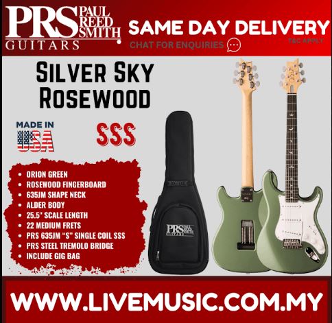 Orion Green electric guitar with rosewood neck and black gig bag