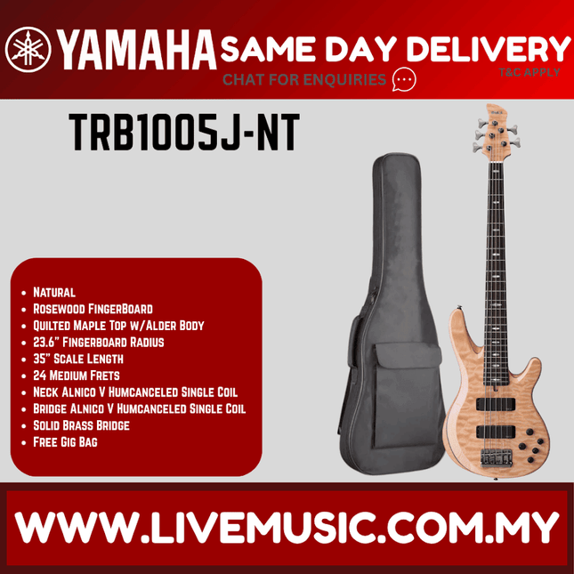 Yamaha TRB1005J 5-string Electric Bass Guitar - Natural ( TRB-1005J / TRB 1005J )